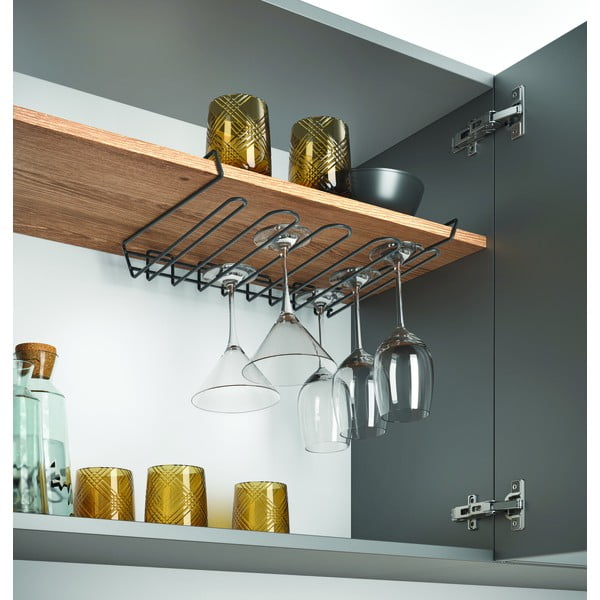 Černý závěsný držák skleniček na víno Metaltex Wine Glass-image-1