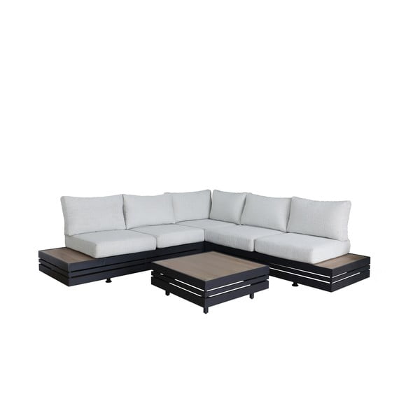 Šedý hliníkový zahradní lounge set pro 5 New York – Rojaplast