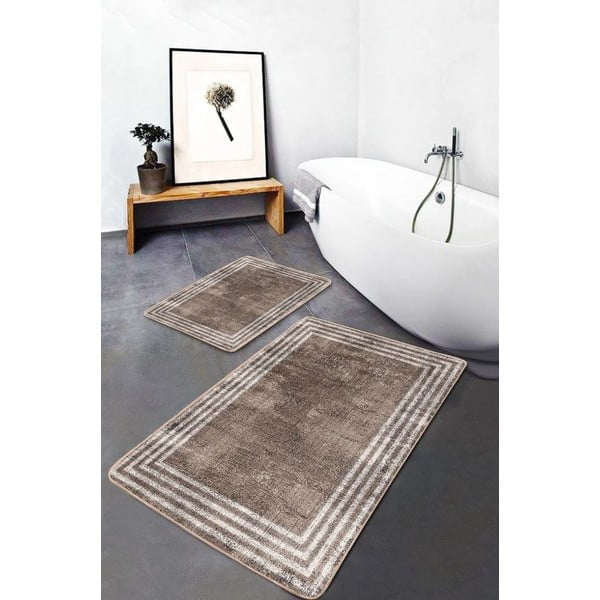 Hnědé sametové koupelnové předložky v sadě 2 ks 60x100 cm – Mila Home-image-3