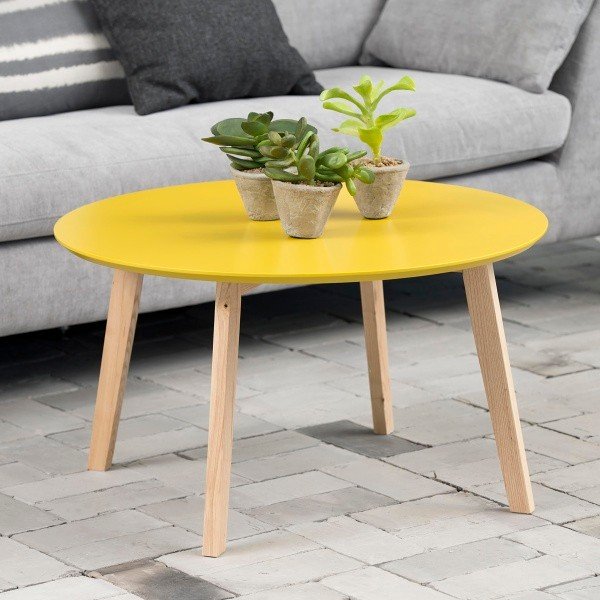 Odkládací stolek Molina ⌀80 cm, žlutý-image-1