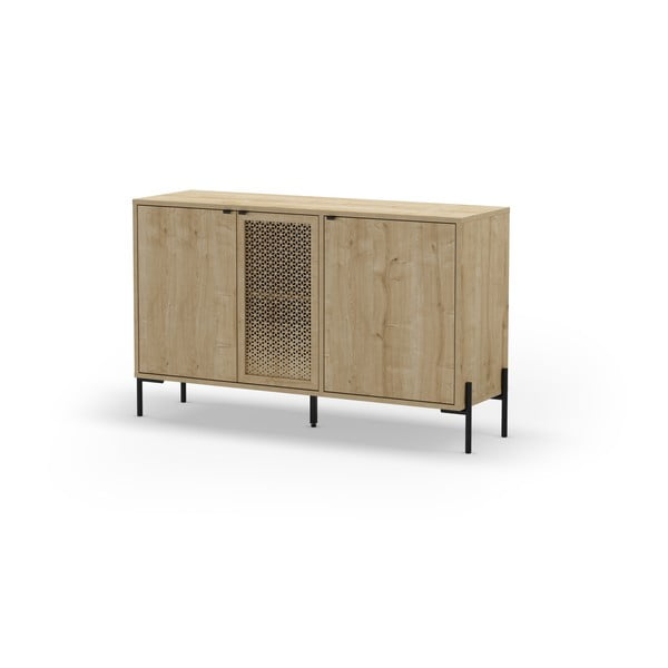 Nízká komoda v dekoru dubu v přírodní barvě 120x80 cm Inca – Marckeric-image-4