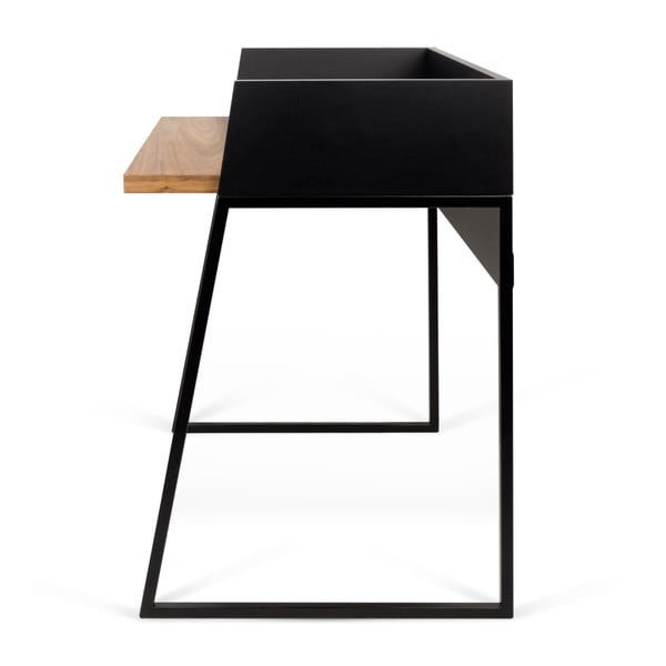 Černý pracovní stůl s detaily v dekoru ořechového dřeva TemaHome Volga-image-3