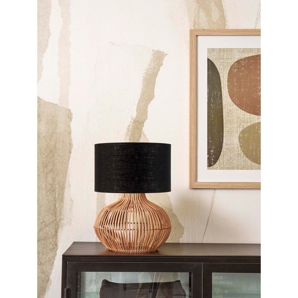 Stolní lampa s textilním stínidlem v černo-přírodní barvě (výška 48 cm) Kalahari – Good&Mojo-image-1