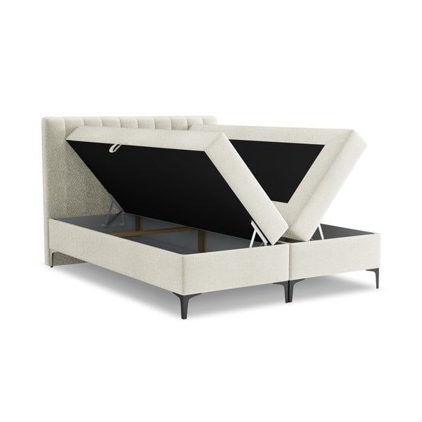 Béžová boxspring postel s úložným prostorem 160x200 cm Puhala – Makamii-image-1