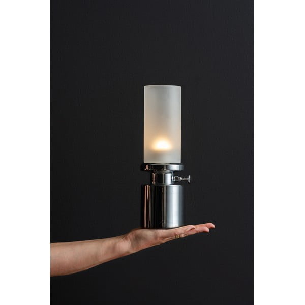 LED stmívatelná stolní lampa ve stříbrné barvě s kovovým stínidlem/se skleněným stínidlem (výška 29,5 cm) Camp – Leitmotiv-image-1