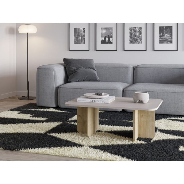 Konferenční stolek v dekoru dubu v krémovo-přírodní barvě 56x100 cm Hillary – Marckeric-image-1