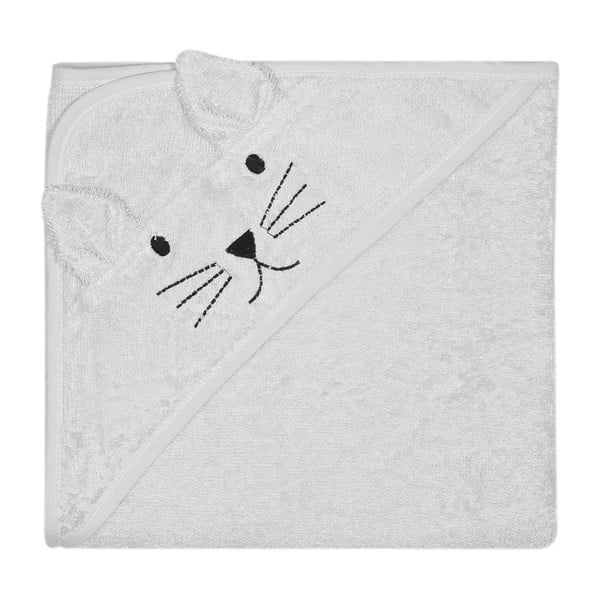 Šedý bavlněný dětský ručník s kapucí Kindsgut Cat