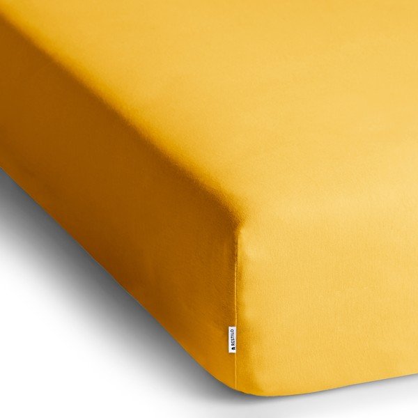 Žluté napínací prostěradlo jersey 220x200 cm Amber – Restilo-image-2