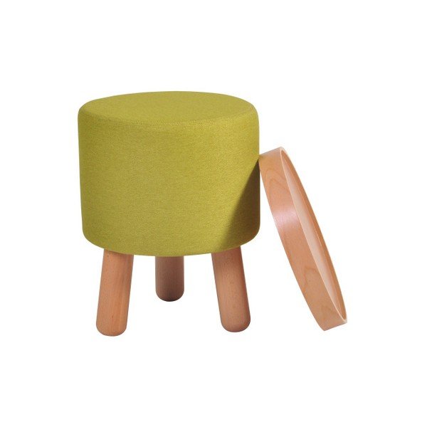 Zelená stolička s detaily z bukového dřeva a odnímatelnou deskou Garageeight Molde, ⌀ 35 cm-image-1