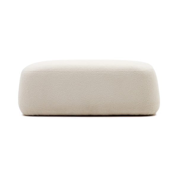 Krémový taburet z textilie bouclé Martina – Kave Home-image-2