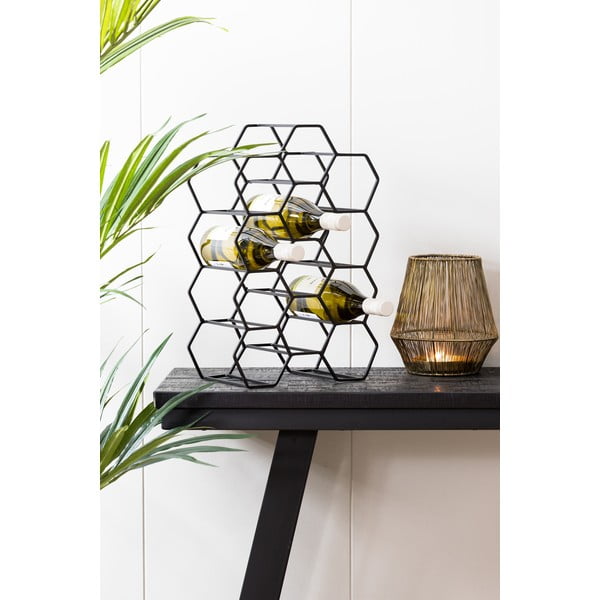 Černý kovový regál na víno na 12 lahví Salbris – Light & Living-image-3