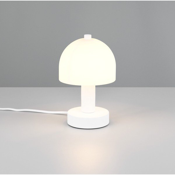 Bílá stolní lampa se skleněným stínidlem (výška 19 cm) Glenn – Reality-image-1