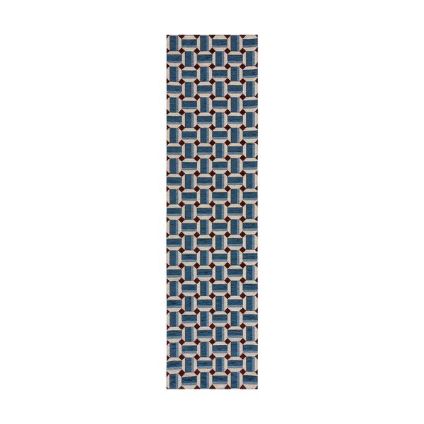 Modrý běhoun 60x230 cm Lennox Geometric – Flair Rugs