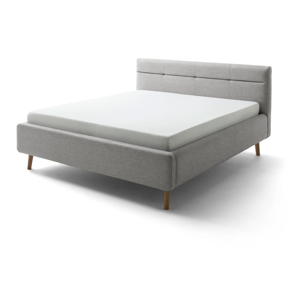 Šedá čalouněná dvoulůžková postel s úložným prostorem s roštem 180x200 cm Lotte - Meise Möbel