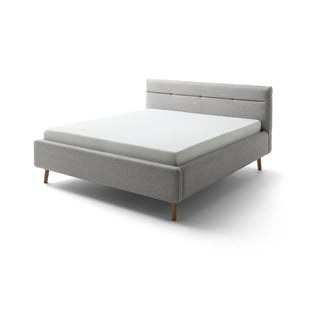 Šedá čalouněná dvoulůžková postel s úložným prostorem s roštem 160x200 cm Lotte - Meise Möbel