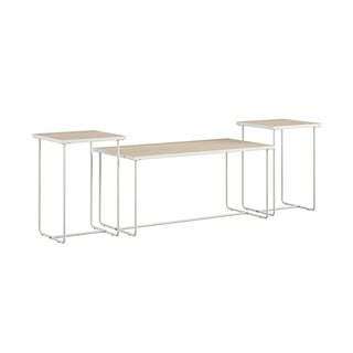 Konzolové stolky s deskou v dekoru jasanového dřeva v bílo-přírodní barvě v sadě 3 ks 50x100 cm Dante – Støraa