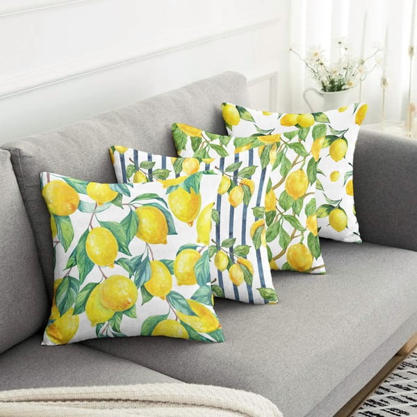 Povlaky na polštáře v sadě 4 ks 43x43 cm Lemons – Mila Home-image-3