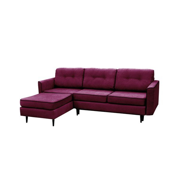 Fialová rozkládací pohovka s černými nohami Mazzini Sofas Dragonfly, levý roh-image-1