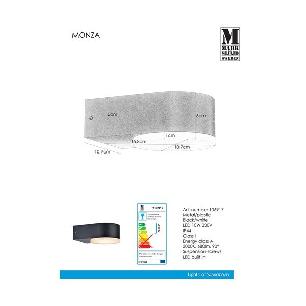 Černé nástěnné svítidlo Markslöjd Monza-image-2