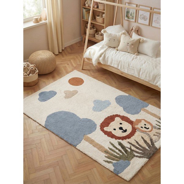 Krémový pratelný/ručně tkaný bavlněný dětský koberec 140x200 cm Snuggle Lionel – Hanse Home-image-1