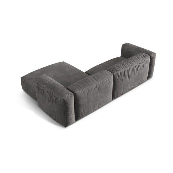Šedá sametová modulární rohová pohovka (pravý roh/s lenoškou) Martina – Micadoni -image-3