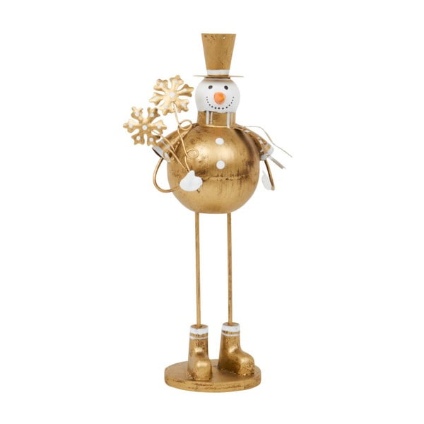 Dekorace Archipelago Round Gold Snowman With Snowflake, 22 cm