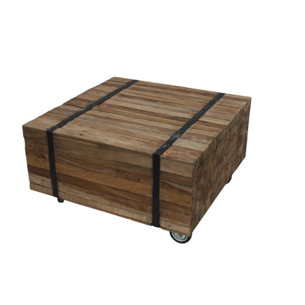 Pojízdný konferenční stolek z teakového dřeva HSM Collection Singa, 50 x 50 cm