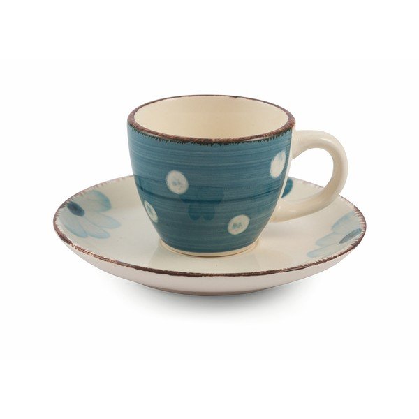 Sada 6 barevných šálků na espresso s podšálky z kameniny VDE Tivoli 1996 Tazzine-image-4