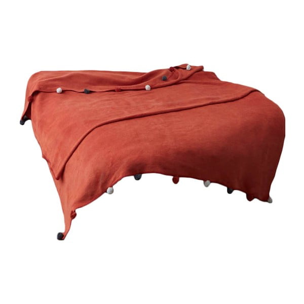 Fleecový přehoz v cihlové barvě 200x220 cm Pom Pom – Mijolnir