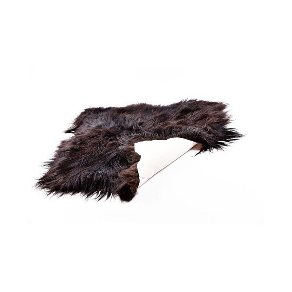 Tmavý kožešinový koberec s dlouhým chlupem, 90 x 80 cm-image-3