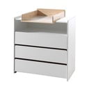Bílá nízká dětská komoda z borovicového dřeva s přebalovacím pultem 90x106 cm KIDDY – Vipack