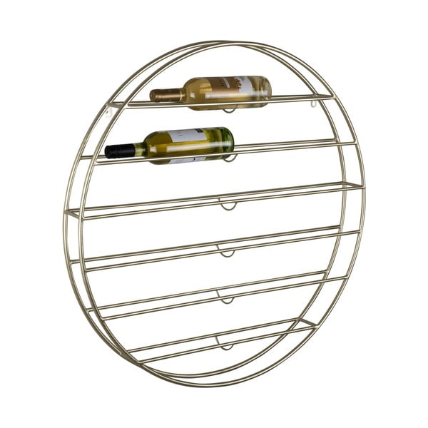 Nástěnný kovový regál na víno ve zlaté barvě počet lahví 12 80x80x9 cm Redondo – PT LIVING-image-3