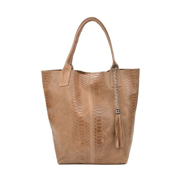 Hnědá kožená kabelka shopper Renata Corsi Lola