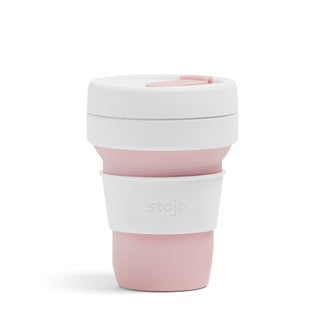 Bílo-růžový skládací cestovní hrnek Stojo Pocket Cup Rose, 355 ml