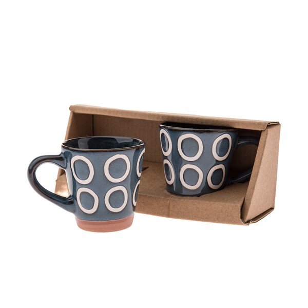 Tmavě modré keramické hrnky v sadě 2 ks na espresso 100 ml Rings – Dakls