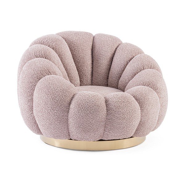 Růžové otočné křeslo z textilie bouclé Florel – Bizzotto