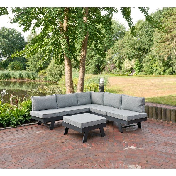 Šedý hliníkový zahradní lounge set pro 4 Donna – Garden Pleasure-image-3