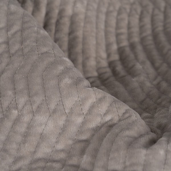 Šedý sametový prošívaný přehoz 230x260 cm – Ixia-image-2