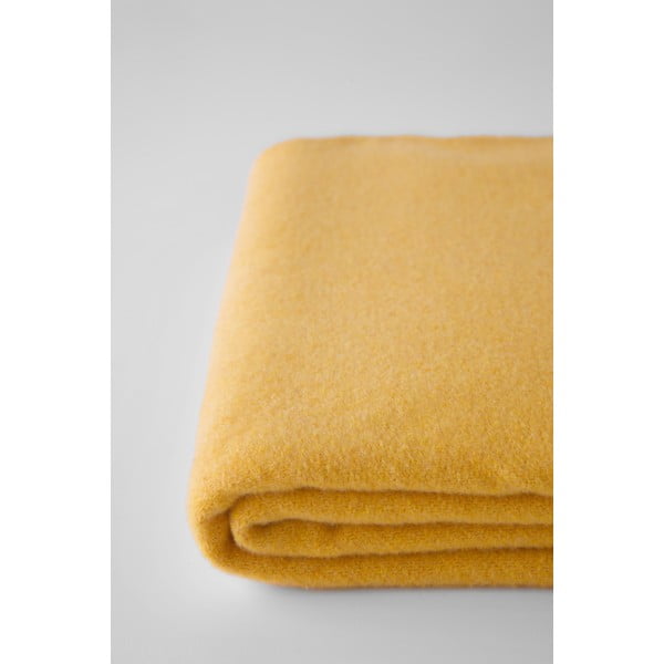 Žlutý pléd s podílem bavlny Euromant Basics, 140 x 180 cm-image-1