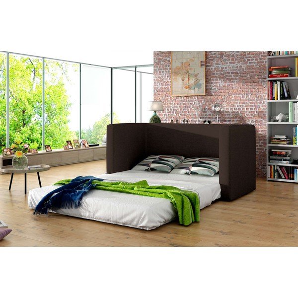 Hnědá žinylková rozkládací pohovka 132 cm Neva – ELTAP-image-2