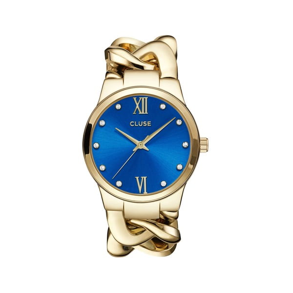 Dámské hodinky Elegante Stones Gold/Blue Lagoon, 38 mm