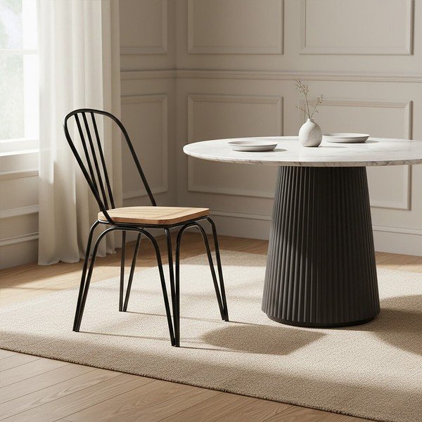 Černá jídelní židle z jilmového dřeva District – Premier Housewares-image-1