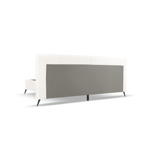 Krémová čalouněná dvoulůžková postel s úložným prostorem a roštem 160x200 cm Walter – Milo Casa-image-3