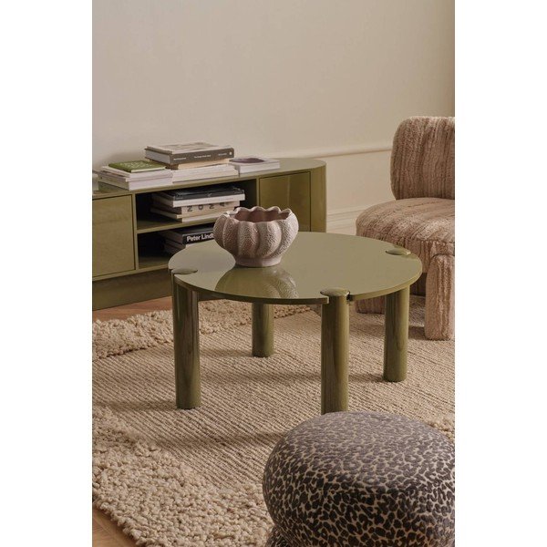 Khaki kulatý konferenční stolek z MDF ø 80 cm Pussel – Ellos Home-image-1