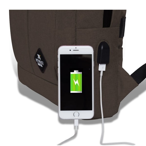 Tmavě hnědý batoh s USB portem My Valice GALAXY Smart Bag-image-2