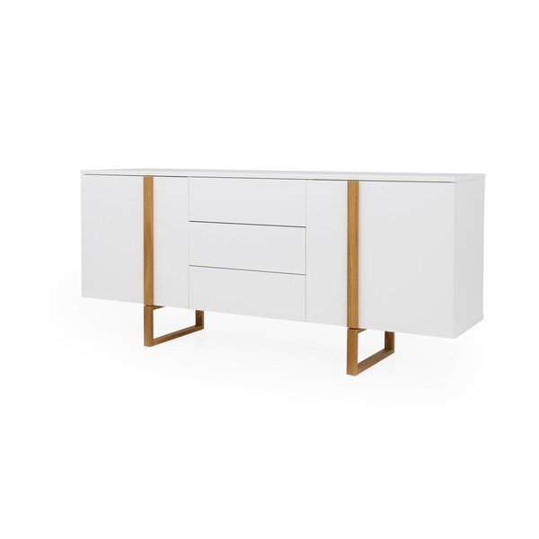 Bílá komoda s nohami z dubového dřeva Tenzo Birka, 176,5 x 78 cm-image-2