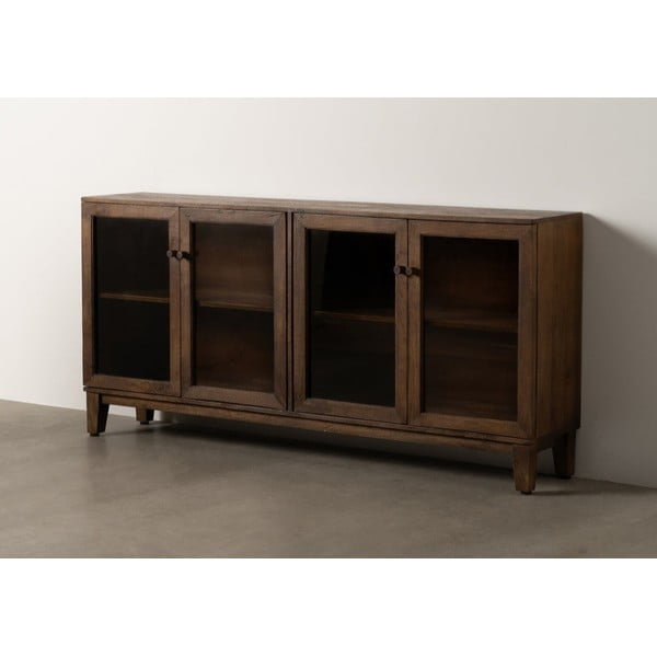 Hnědá vitrína z mangového dřeva 180x87x35 cm Ravi – Ixia-image-1