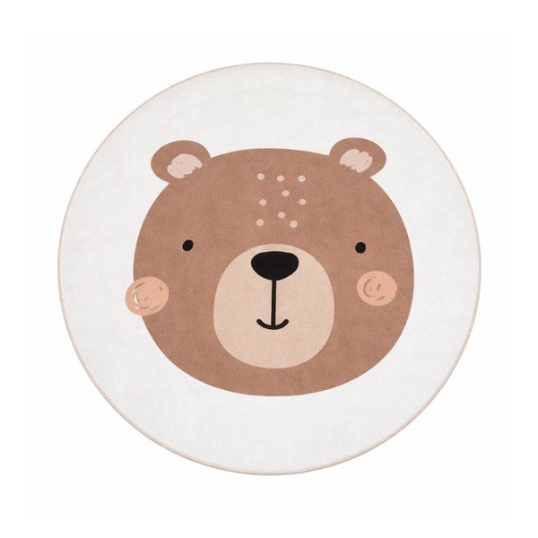 Hnědý/krémový pratelný dětský koberec ø120 cm Teddy Bear – Mila Home