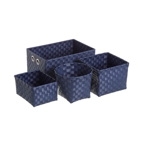 Sada 4 modrých úložných košíků Unimasa