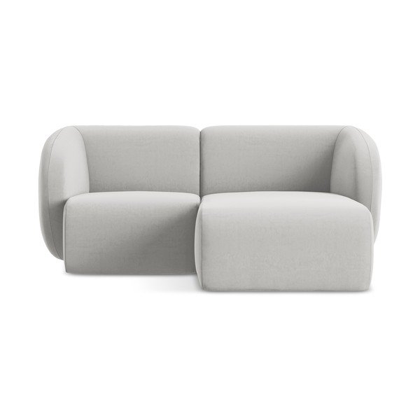 Světle šedá sametová rohová pohovka (pravý roh/s lenoškou) Lani – Makamii